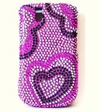 New Pink Purple Silver Black Heart Full Diamond Blackberry 9630 Tour Snap on Cell Phone Case