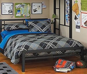 Full or Twin Bed Black or Silver Metal Frame Kids Bedroom Dorm Under Loft Beds (Black, Full)