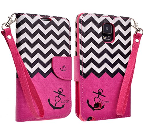 Samsung Galaxy Mega 2 Case - Wallet Folio ID Holder Pouch MEGA 2 (HOT PINK ANCHOR)