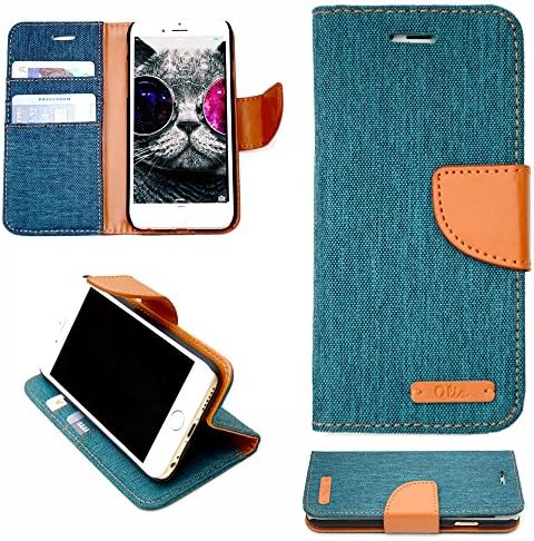 3-in-1 Designer iPhone 6, 6s Cloth Magnetic Wallet Case | Durable and Extra-Slim | Lightweight Canvas Diary Design &amp; Ultra-Strong Magnetic Closure | TPU Leather || Apple 6/6s (Turquoise)