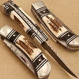 Custom Made Damascus Steel Folding Knife (Lock Back) Uj360-364
