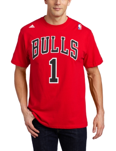 NBA Men's Chicago Bulls Derrick Rose #1 Name & Number Tee (Red, Medium)