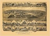 Historic Maps - Atlantic City Bird's Eye View Map 1880 New Jersey - Atlantic County - Atlantic City, N.J. 1880. 36x54