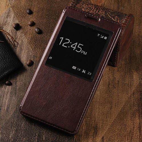 Huawei Mate 7 Case S Window Business Style Pu Flip Leather Case for Huawei Ascend Mate 7 Skin Shell With Stand Function (Brown)