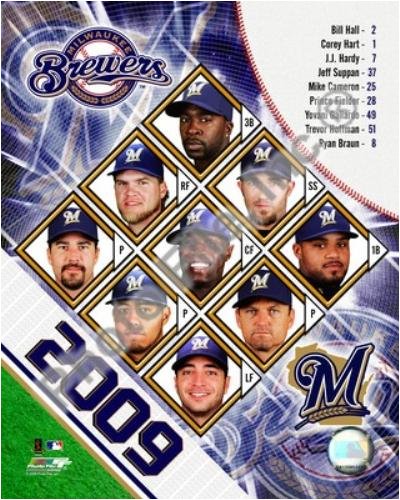 2009 Milwaukee Brewers Team Composite by Unknown Framed with Black Decor Wood Frame 1.25 inch width, 3/4 inch depth