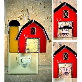 SWITCHABLES SW-134 - ANIMAL BARN Stained Glass Night Light Cover - Night Light Fixture... from Fixtures