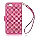 iPhone 6S Case, Terrapin [Pink] [Etched Floral Pattern] Textured PU Leather Wallet Case with Card Slots ID Window Cash Compartment and Detachable Wrist Strap Case for iPhone 6 / 6S - Pink