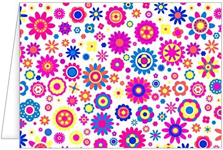 Psychedelic Flower Note Cards - Blue/Pink/Yellow