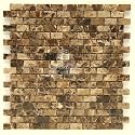 Dark Emperador 5/8" X 1 1/4" Tumbled Marble Baby Brick Mosaic Tile