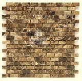 5/8 X 1 1/4 Dark Emperador Tumbled Marble Baby Brick Mosaic Tile