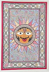Asian Paintings Madhubani Home Decor Organic Color Paper 22 x 15 inches