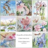 Dragonfly Greeting Cards Blank Watercolor Note Cards Butterfly Notecards (Set of 8)