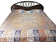 Pashmina Indian Bedding Saffron Indigo Medallion Bedspreads Blanket Throw