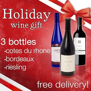 Buy holiday wine gift baskets - Valencia Wine Co. Christmas Wine Gift - Makes A Perfect Gift Basket For Christmas Dinner - Holiday Dinner Pairing - 3 Bottles Of Wine - 1 Bottle Of Each - Cotes Du Rhone, Bordeaux & Reisling Red Wine