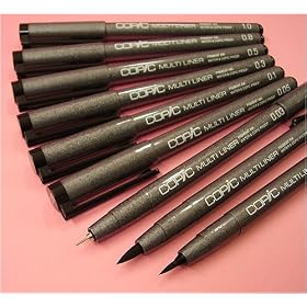 COPIC Multiliner- Set of 9 Pens (7 Fine Tips and 2 Brush Tips) by Art Supplies