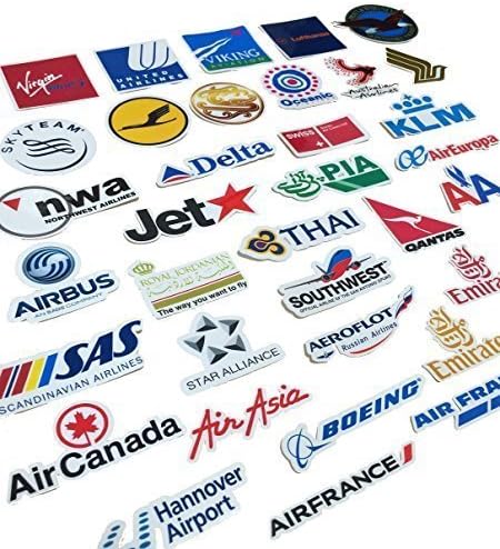 [Carefully selected 35 pieces set] overseas aviation airports sticker / seal waterproof paper-type cut-out type (European airline main) by Gadget