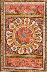 Original Art of India Home Decor Patachitra Paintings Organic Color on Paper 10.5 x 15.5 inches (pata209)