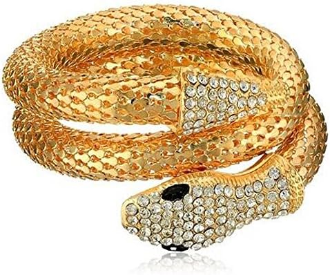 SMOO New Arrival Vintage Punk Rhinestone Curved Stretch Cuff Bangle Retro Snake Bracelet bracelets for women (Yellow)