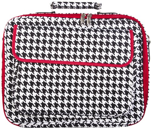 Houndstooth Red Trim Padded Laptop Notebook Computer Bag