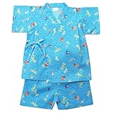 盛夏 甚平(ジンベイ) 【日本製】リップルプリントとんぼ柄甚平スーツ 90cm/サックスブルー NO.OG-1605