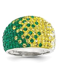 Sterling Silver Swarovski Elements Green Bay Spirit Domed Ring