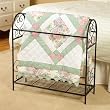 SCROLL DESIGN METAL QUILT RACK WITH SHELF - BLACK