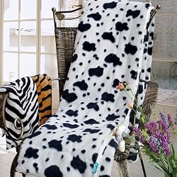 Blancho Bedding - [Animal Cow-A] Micro Mink Throw Blanket 14.5 OZ filling (50 by 70 inches)