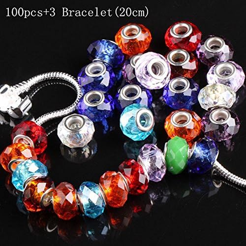 Mujeres Divinas 100pc Lot Silver Lampwork Murano Glass European Mix Beads to Fit Pandora Style Charm Bracelets-Glass