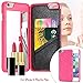 iPhone 6 Plus Case -SpicyQ iPhone 6S Plus Mirror Case, Fashion Luxury Special Mirror Design Wallet Style Card Slot Leather Case Watering Grain Protective Cover for iPhone 6/ 6s Plus (Hot Pink)