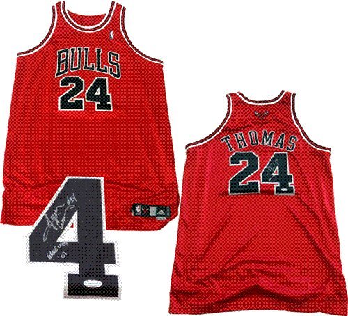 Tyrus Thomas Autographed/Hand Signed Game Used 2007 Chicago Bulls Red Authentic Jersey