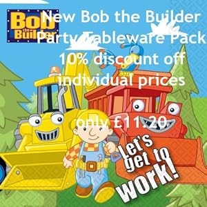 Bob the Builder Party NEW Tableware Pack, 8 cups, 8 plates, 16 napkins, 1 tablecover