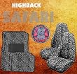 9pc Safari Grey Cheetah Print Car Floor Mats, High Back Seat Covers, Steering Wheel Cover & Shoulder Pad Set