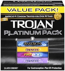 Trojan Condom Platinum Pack Lubricated, 26 Count