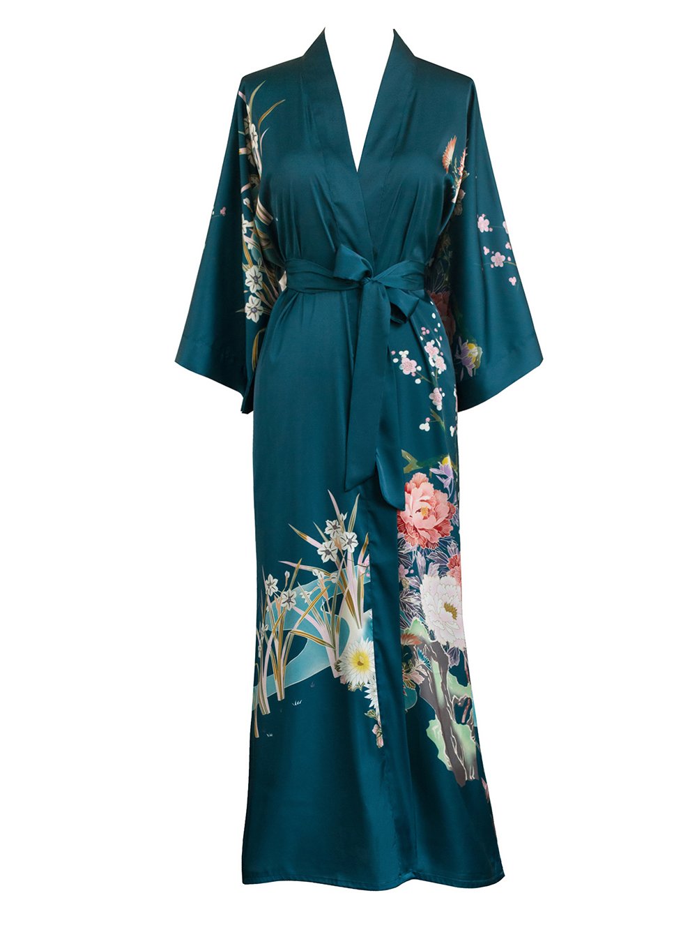 Old Shanghai Women's Kimono Robe Long Watercolor Floral