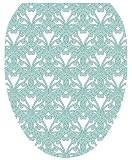 Toilet Tattoos TT-3001-O Queen Ann's Lace Aqua Decorative Applique for Toilet Lid, Elongated