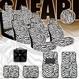 Complete Safari Zebra Low Back Bucket Car Van SUV Seat Covers, Rear Bench Cover,... 