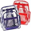 (40 Pieces) Red Trim + Purple Trim K-Cliffs Clear Transparent PVC School Backpack/ Book Bag/ Day Pack