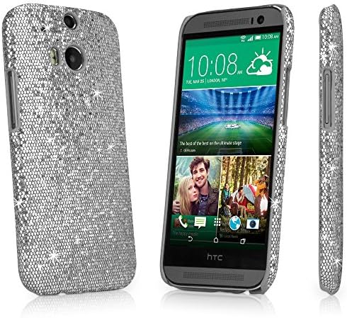Glamour & Glitz HTC One (M8 2014) Case - Slim-Fit Hard Cover HTC One (M8) Glitter Case with Sparkly Glitter Design for your HTC One (M8 2014)! (Silver Sparkles)