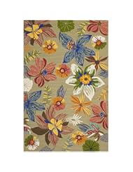 Furniture: Safavieh Four Seasons Collection FRS468B Hand-Hooked Light Olive and Green Indoor/ Outdoor Area Rug, 8 feet by 10 feet (8 x 10) - Safavieh