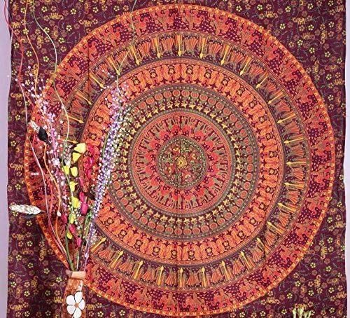 Maharoon Camle Mandala Tapestry , Indian Hippie Wall Hanging , Bohemian Twin Wall Hanging, Bedspread Beach Coverlet Throw Decor Art by color crafts
