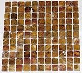IMAGE OF 1 x 1 Multi Brown Gold Onyx Tumble Finish Mosaics Meshed on 12