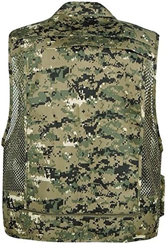 OSOYOO Men's Mesh Breathable Camouflage Journalist Photographer Fishing Vest Waistcoat Jacket Coat (Green, M)