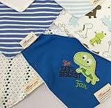 バンダナ 風 三角 スタイ スナップボタン 付 で便利 よだれかけ エプロン 出産祝い 6枚 セット (アイラブダディ―（ブルー）)