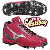 Mizuno Size 14 - Men's 9 Spike Vintage Pro MID G4 Baseball Cleats RED/Silver
