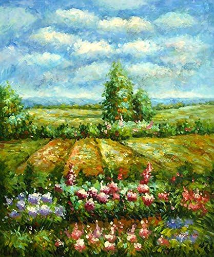 Elegant flower Beds garden Modern Abstract Oil Painting on Canvas Stretched Framed without Wooden Frame wholesale by STOREOUTLETlike