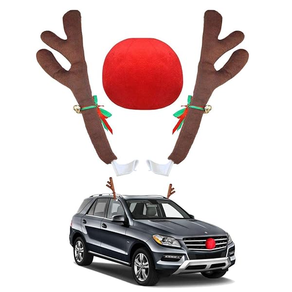 Ubooms 1 Set Car Antlers Christmas Reindeer Antlers With Plush