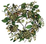 Melrose Twig Wreath with Deep Green Hydrangea and Berries, 20-Inch