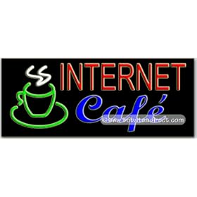 Internet Caf� Neon Sign (13"H x 32"L x 3"D)