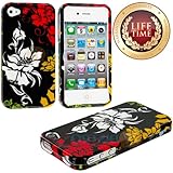 myLife (TM) Colorful Flowers Series (2 Piece Snap On) Hardshell Plates Case for the iPhone 4/4S (4G) 4th Generation Touch Phone (Clip Fitted Front and Back Solid Cover Case + Rubberized Tough Armor Skin + Lifetime Warranty + Sealed Inside myLife Authorized Packaging) 