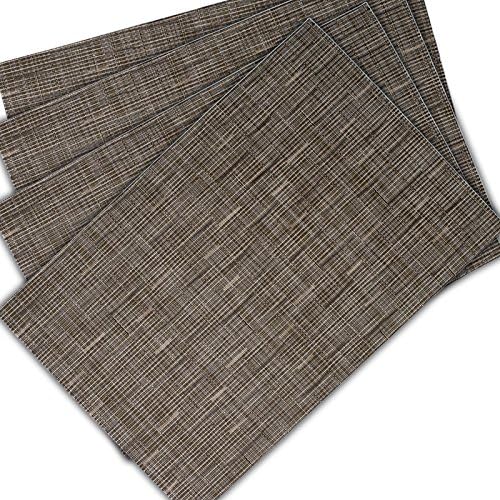 Mint Cook Washable Heat-resistant Placemats for Dining Table or Kitchen,Easy to Clean Woven Vinyl Place Mats,Reversible and elegant Placemats,(Self Color, Set of 4)